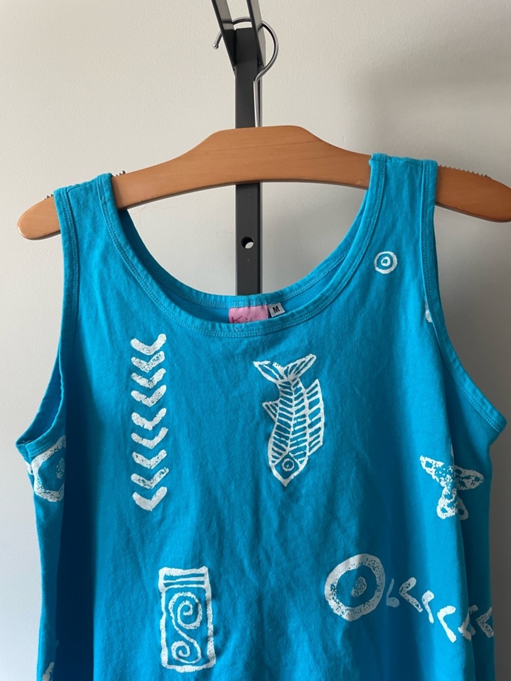 90s Y2K Kisses & Hugs 100% Cotton Beach Novelty Tank Dress Ocean Fish Printed - Picture 3 of 7